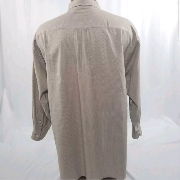 Vintage Tommy Hilfiger Mens Size 16.5 Long Sleeve Tan Plaid Button Front Shirt - Picture 7 of 8